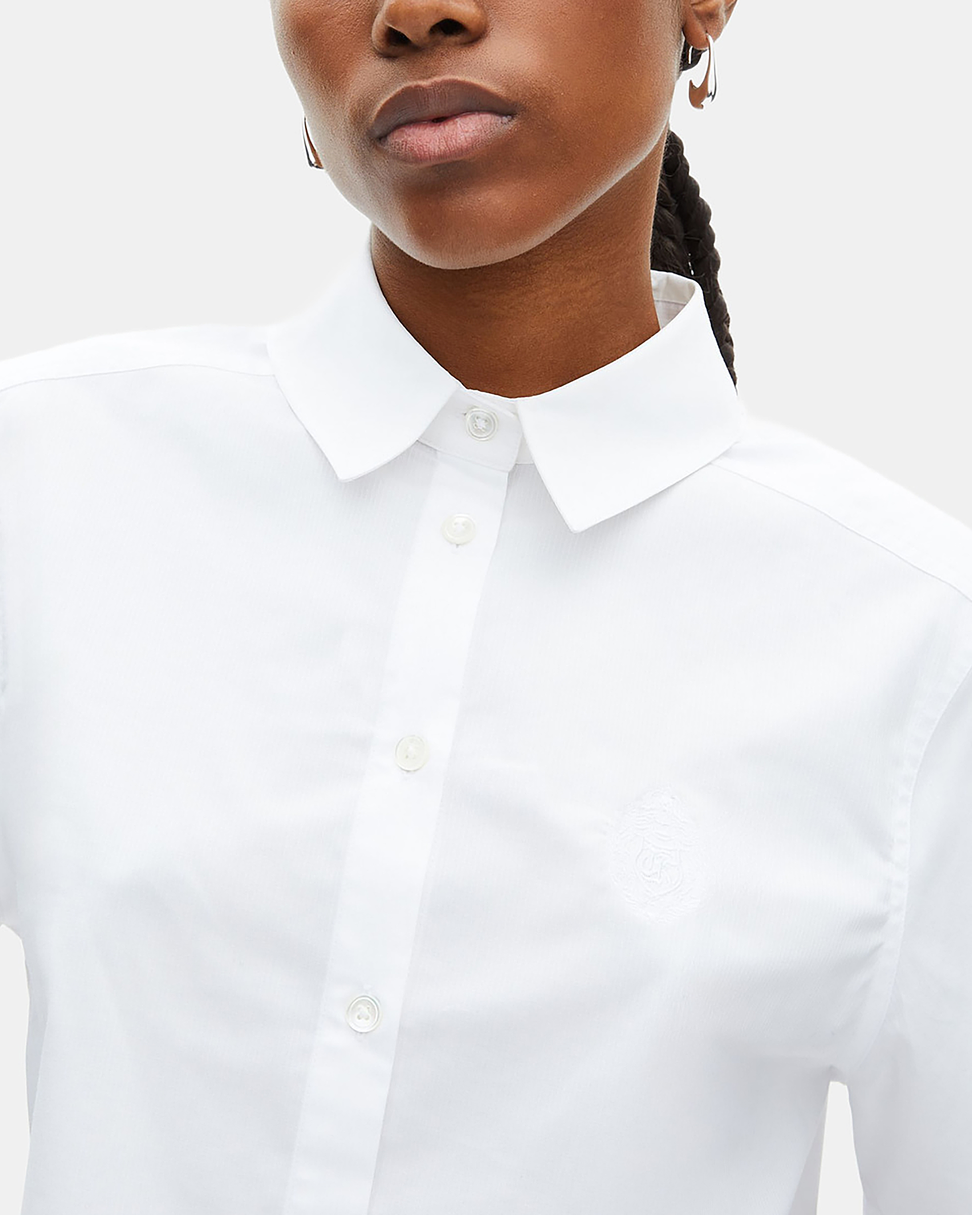 Chemise courte en popeline blanche