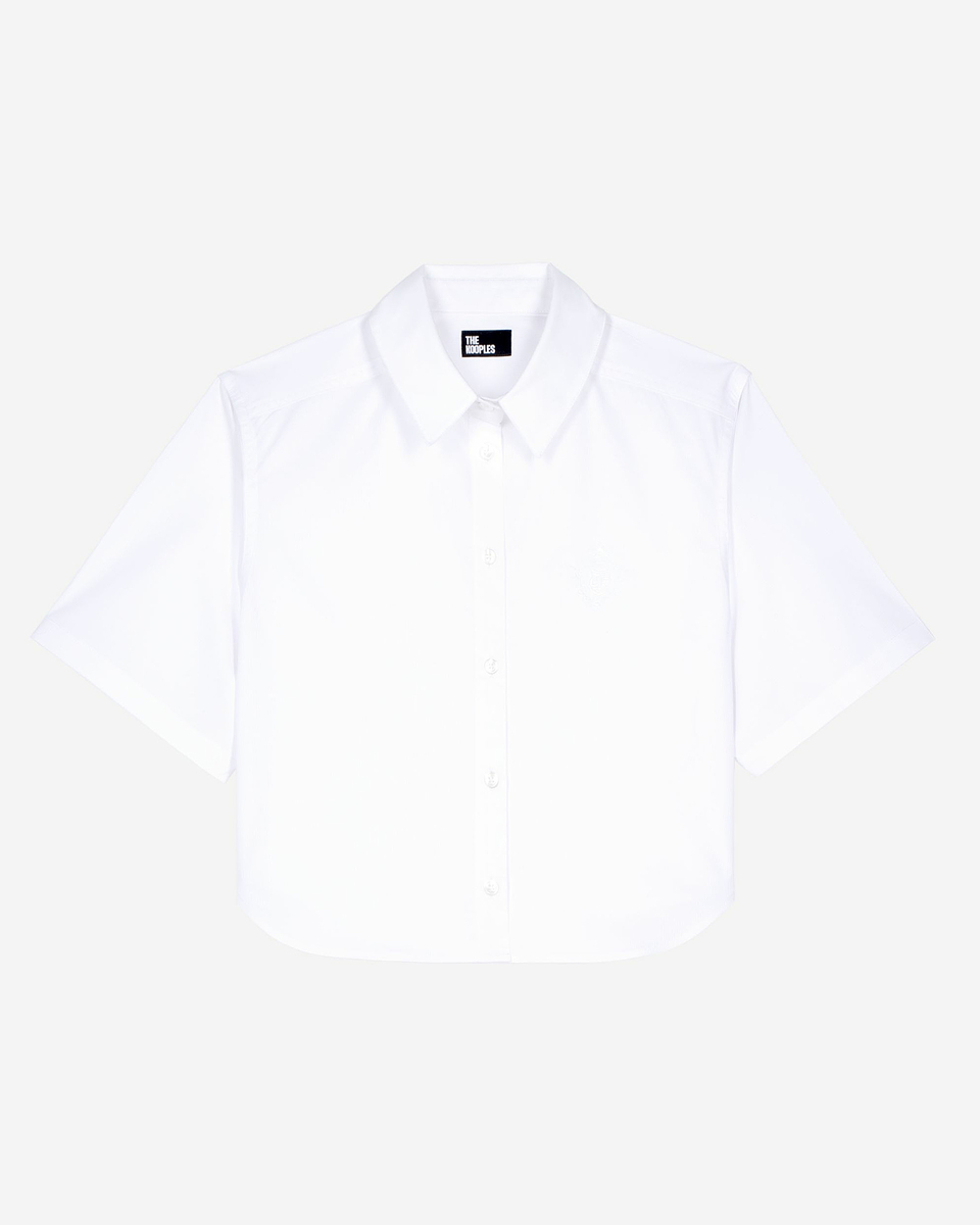 Chemise courte en popeline blanche