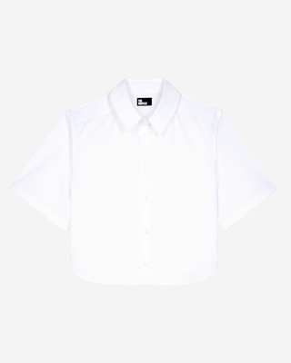 Chemise courte en popeline blanche