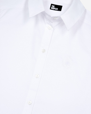 Chemise courte en popeline blanche
