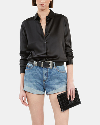 Chemise en soie noire