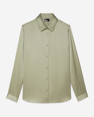 Chemise en soie satin vert clair