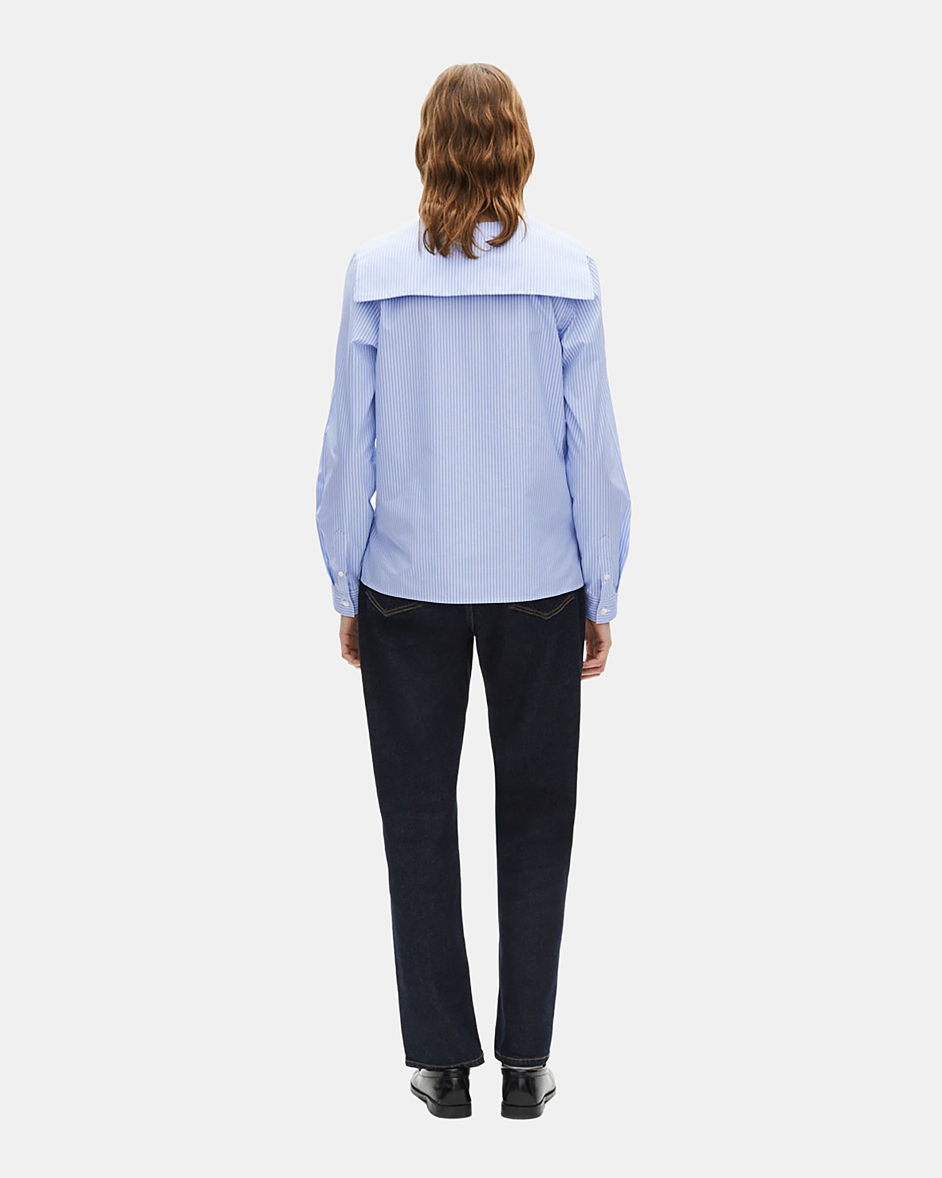 Blue poplin striped shirt