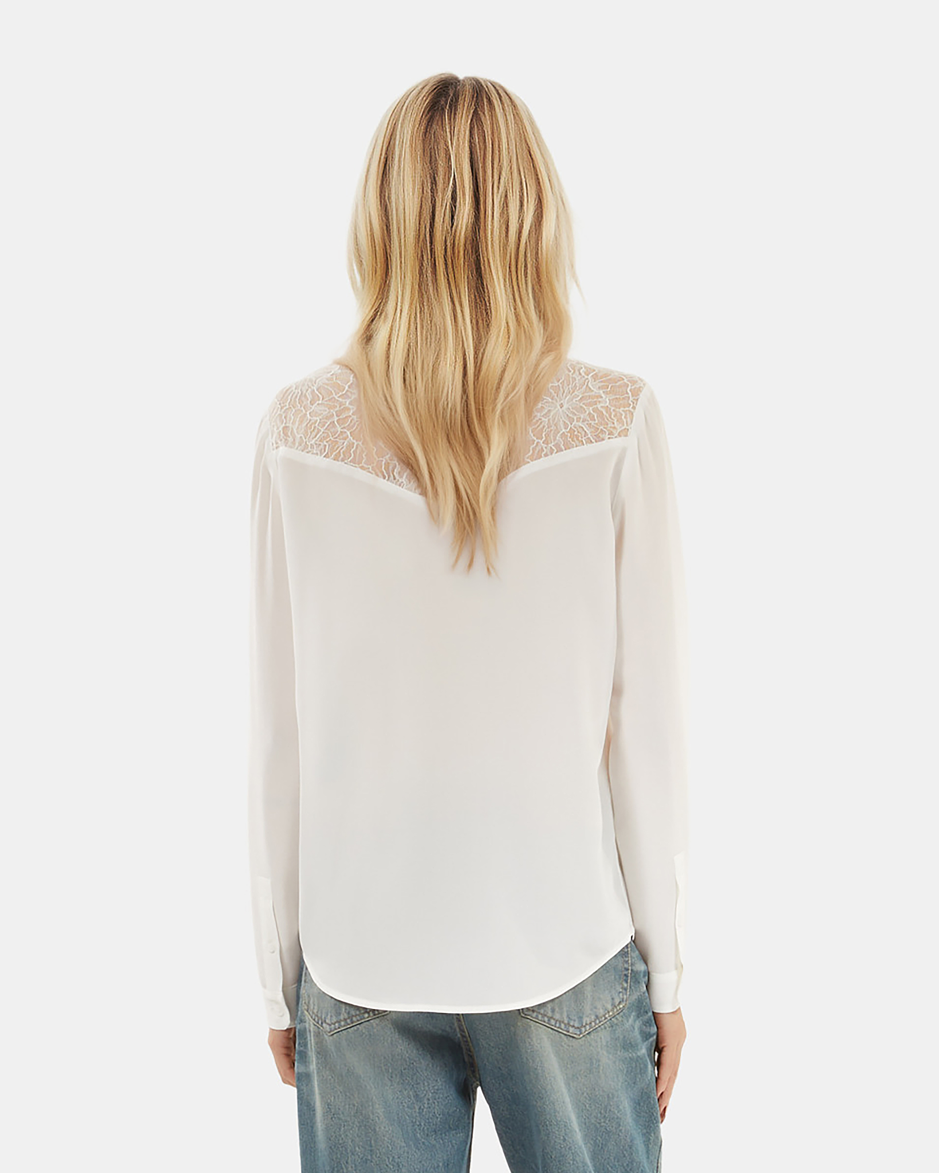 Silk shirt with ecru lace