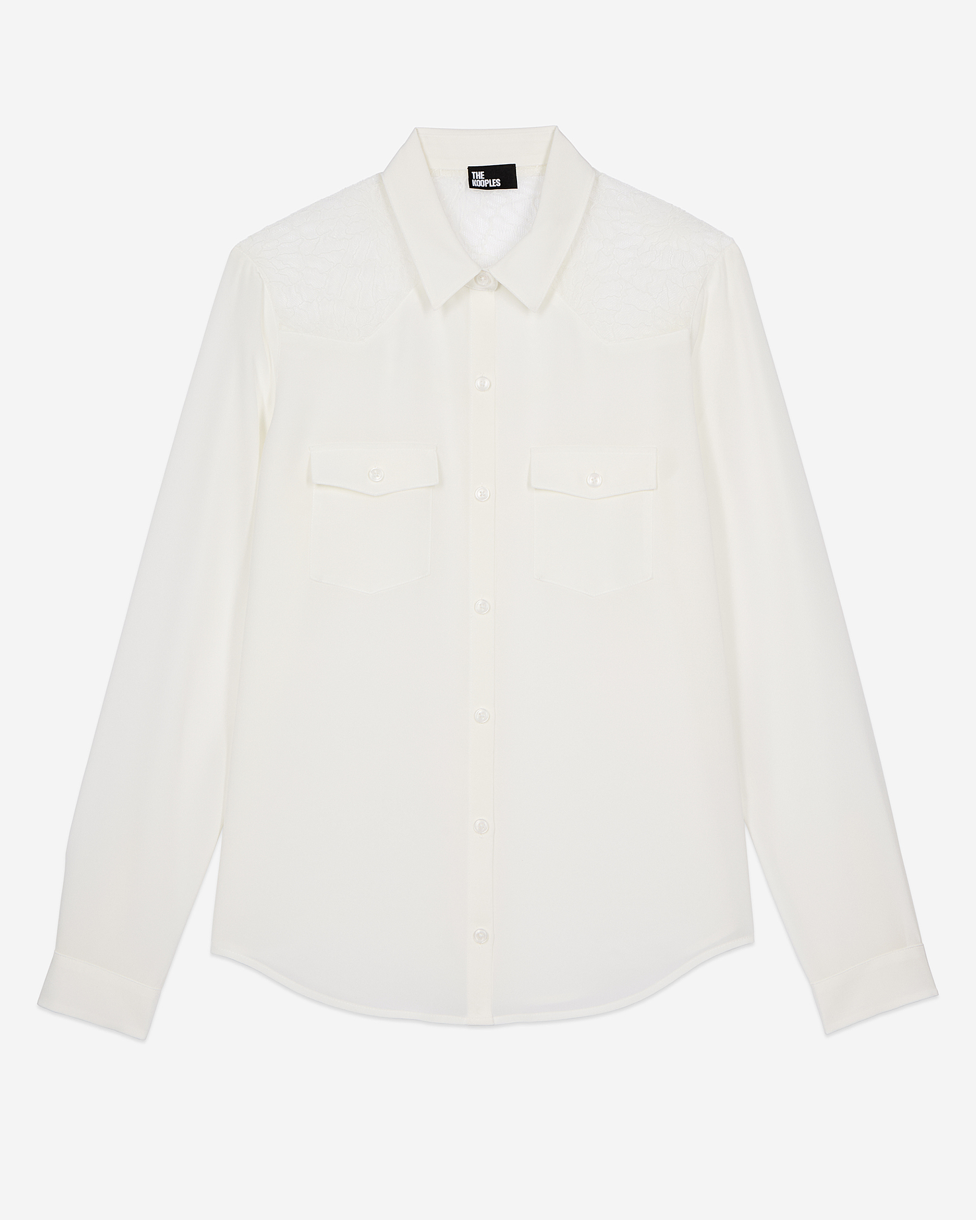 Silk shirt with ecru lace