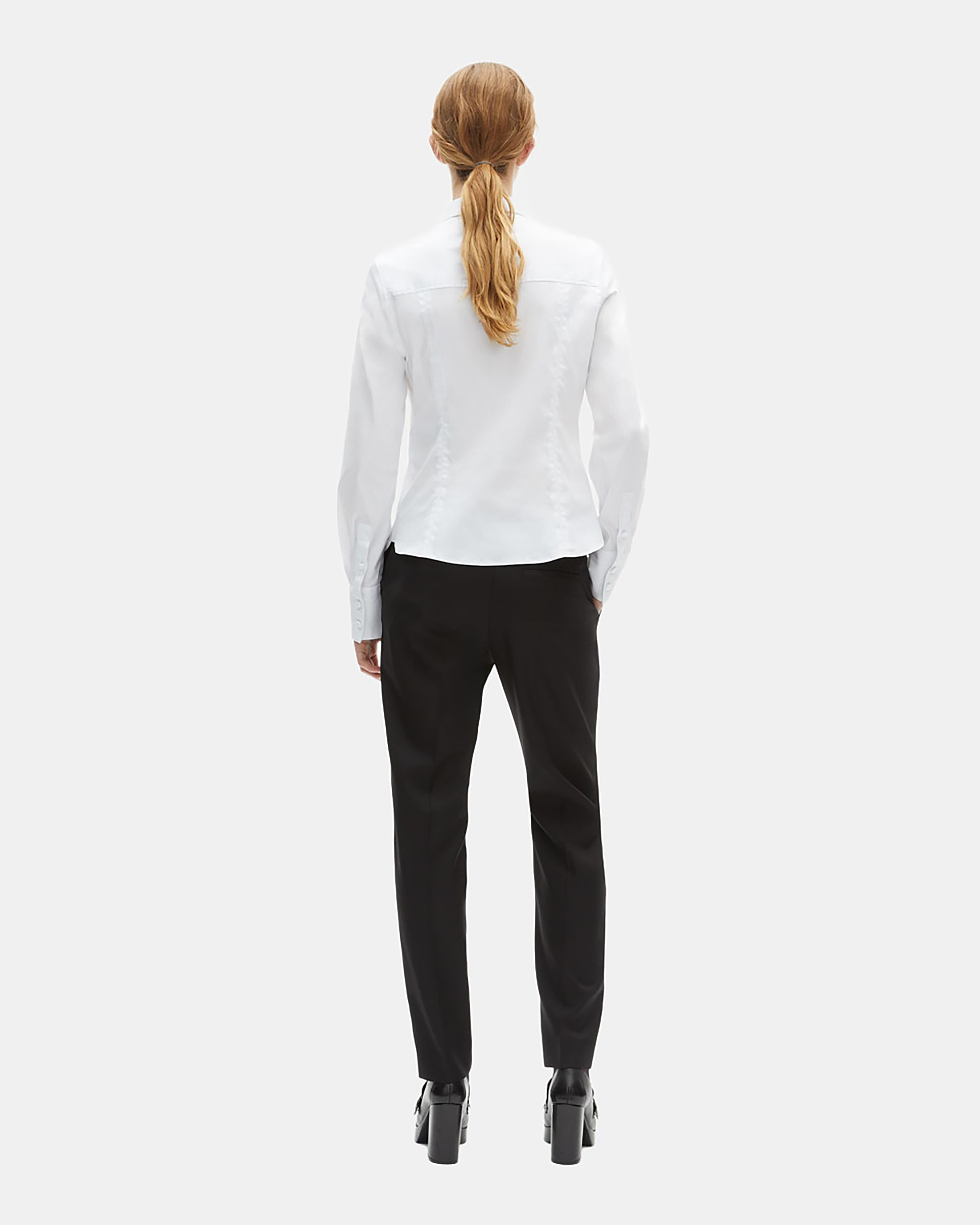White poplin shirt with ruffles