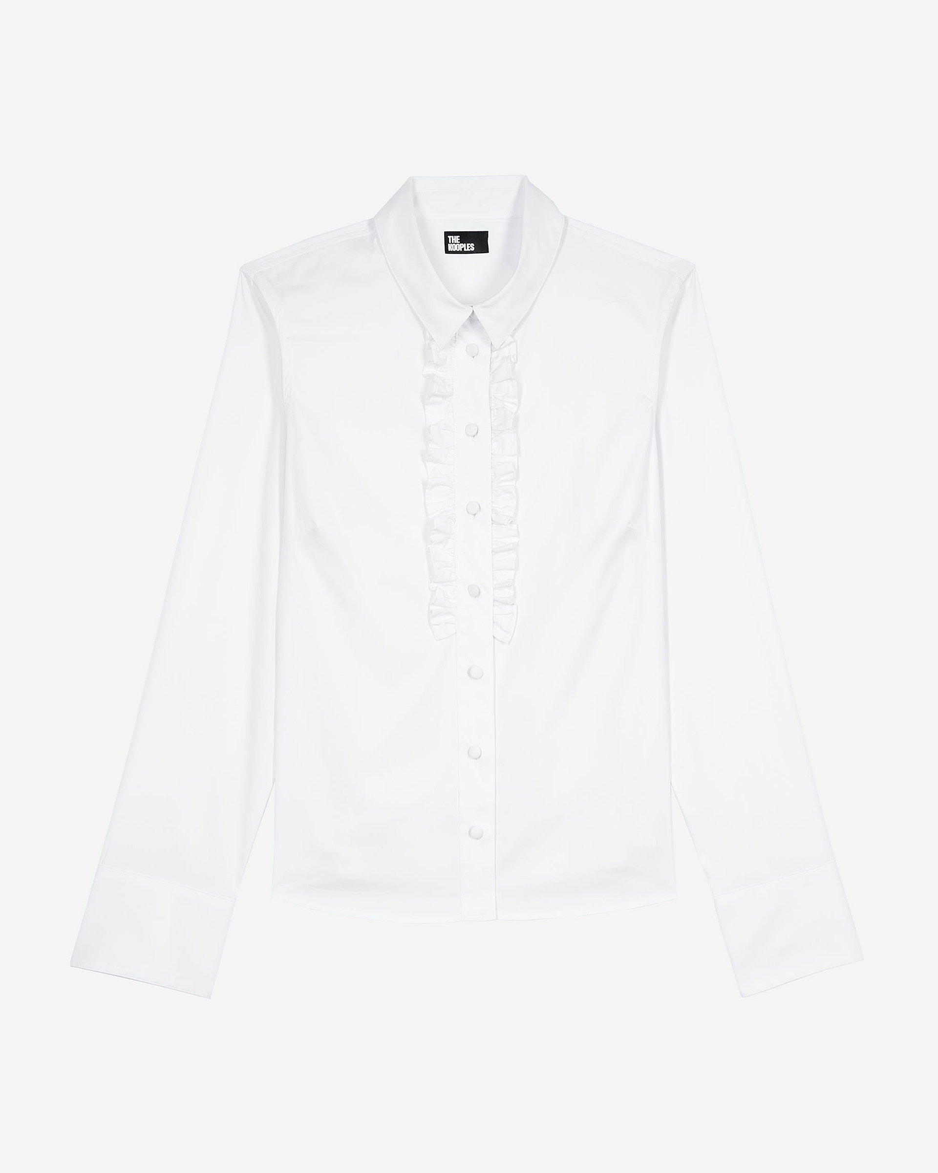 White poplin shirt with ruffles