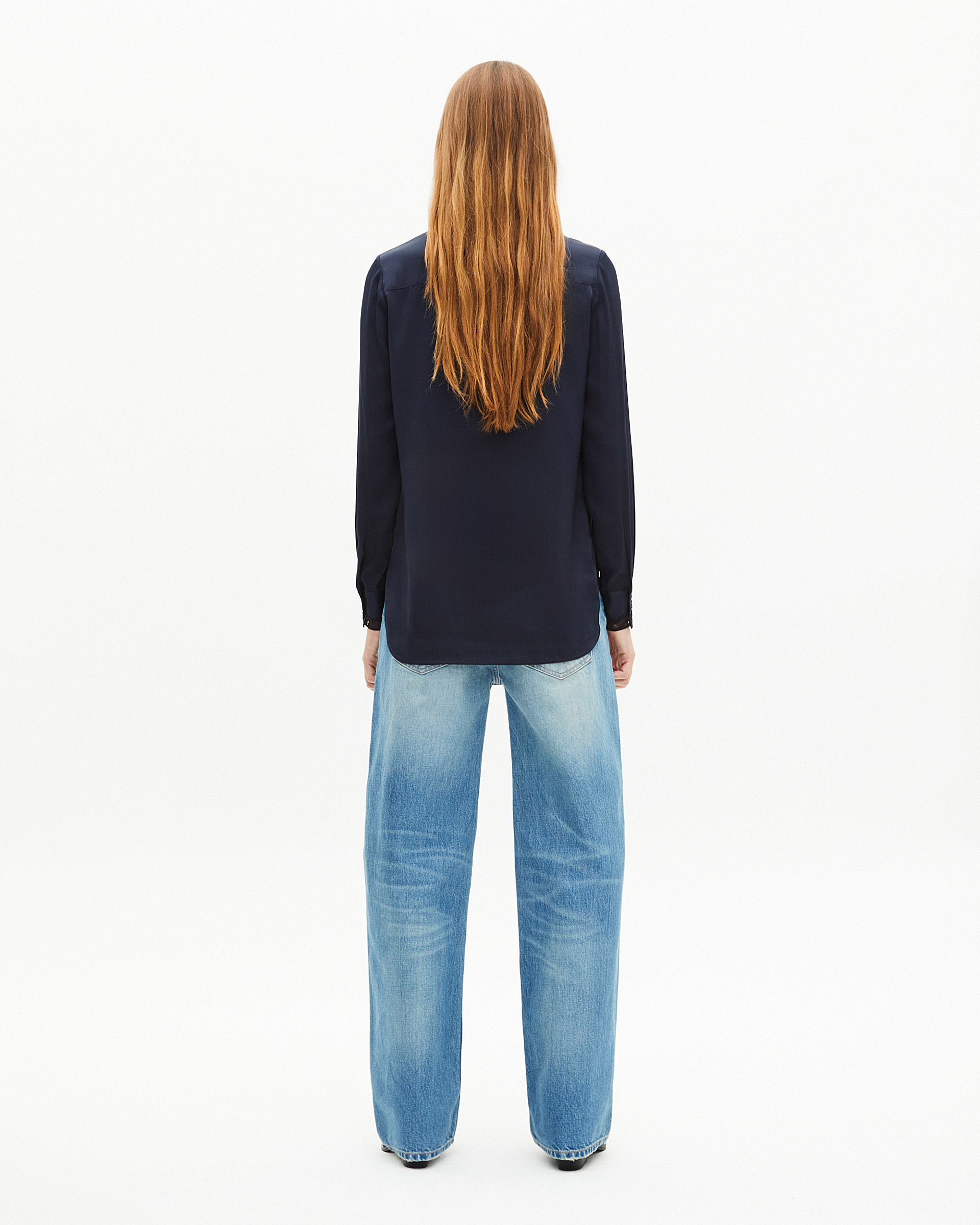 Navy silk shirt