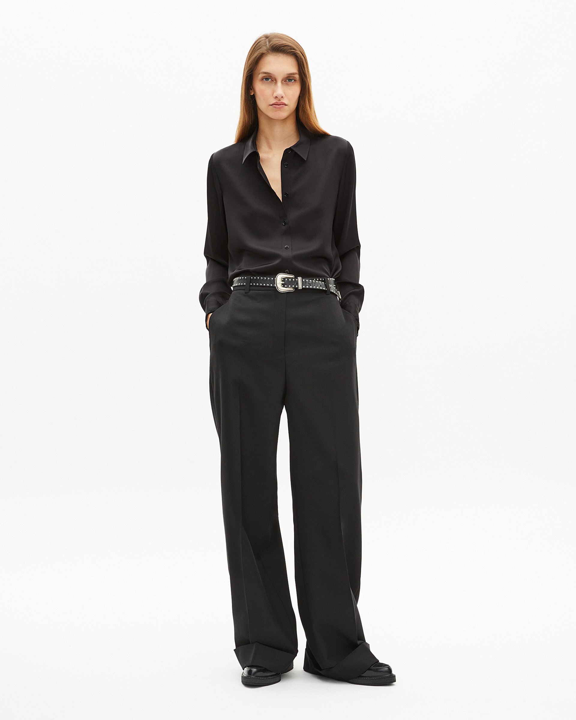 Black silk shirt