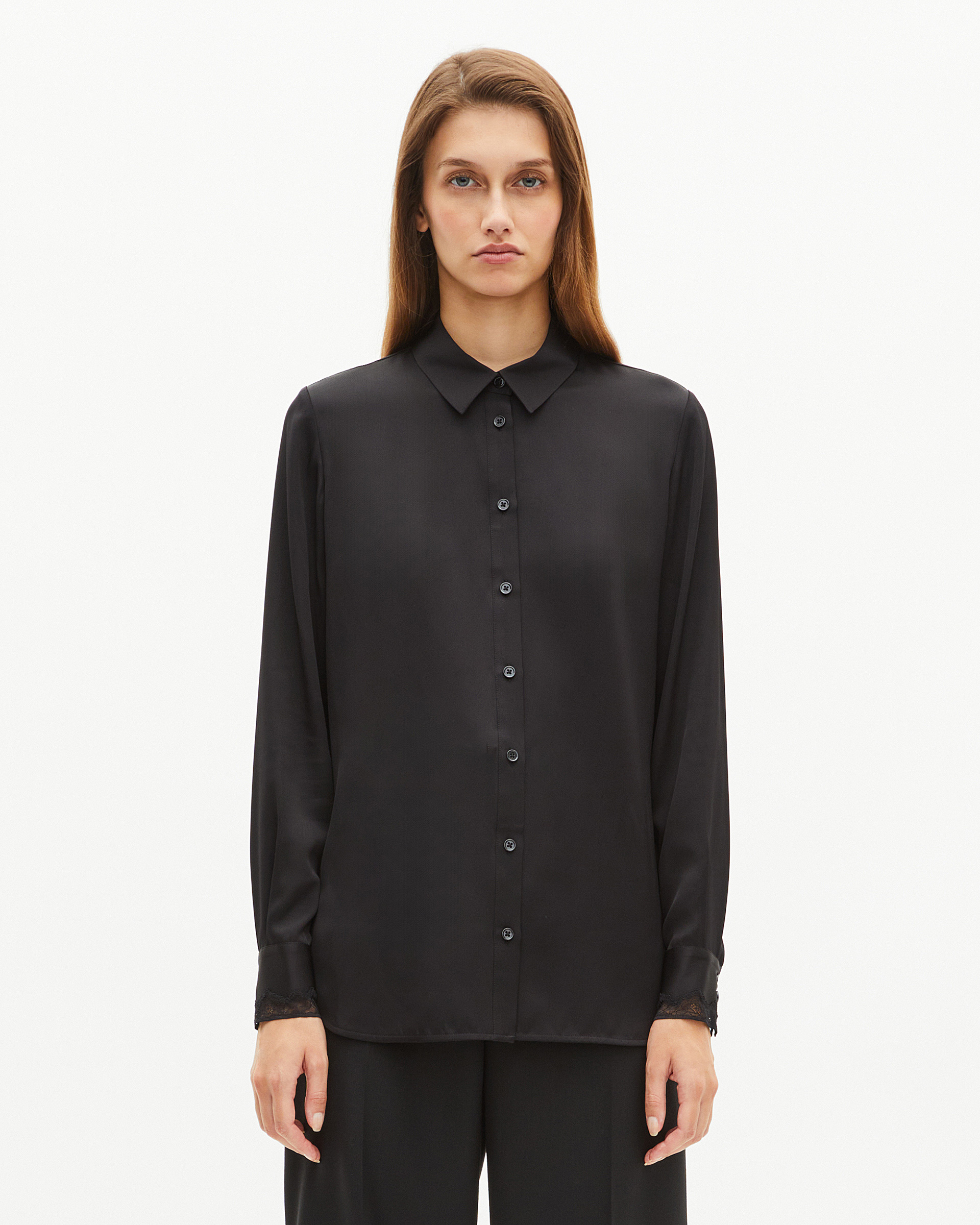 Black silk shirt