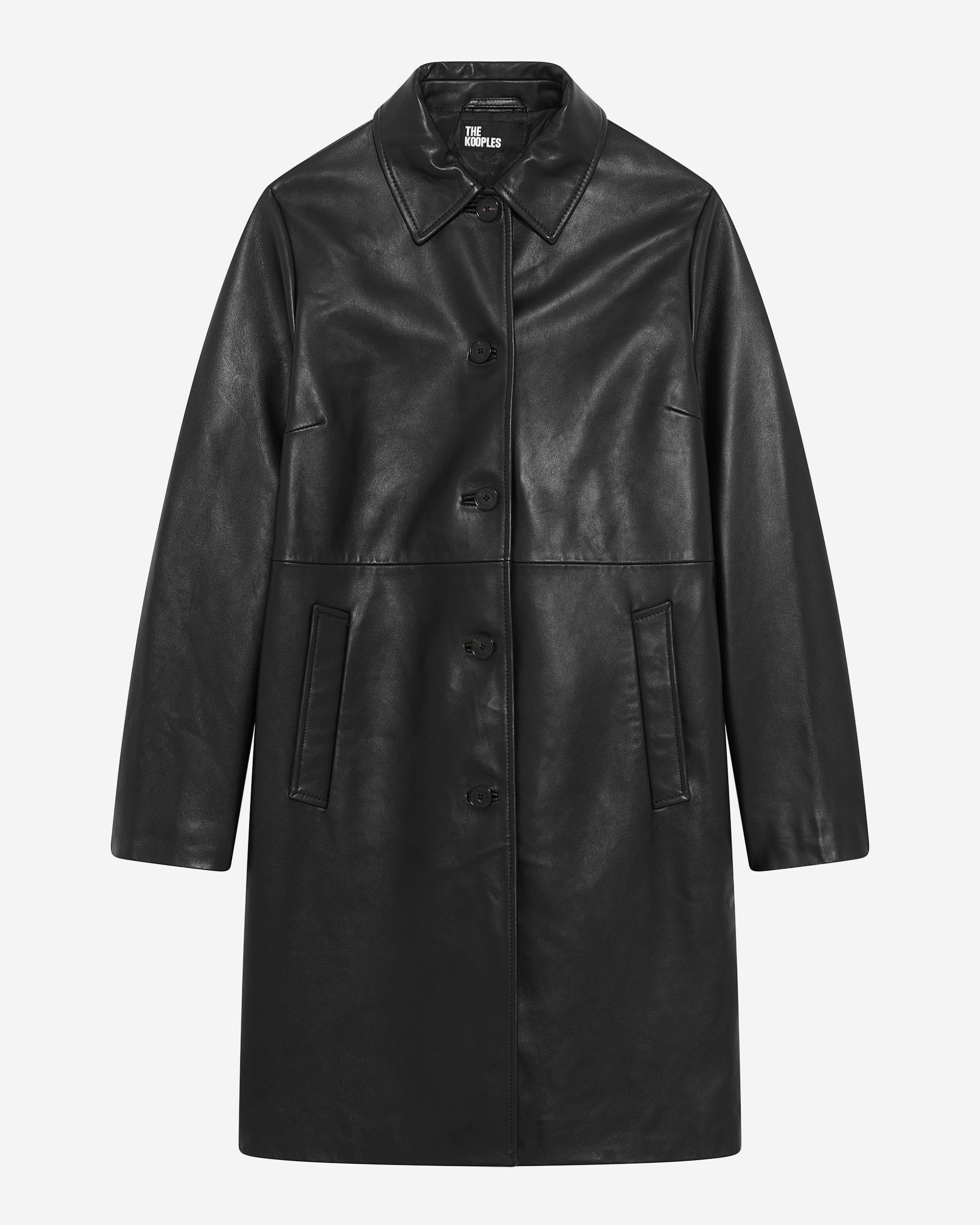 Long black leather coat