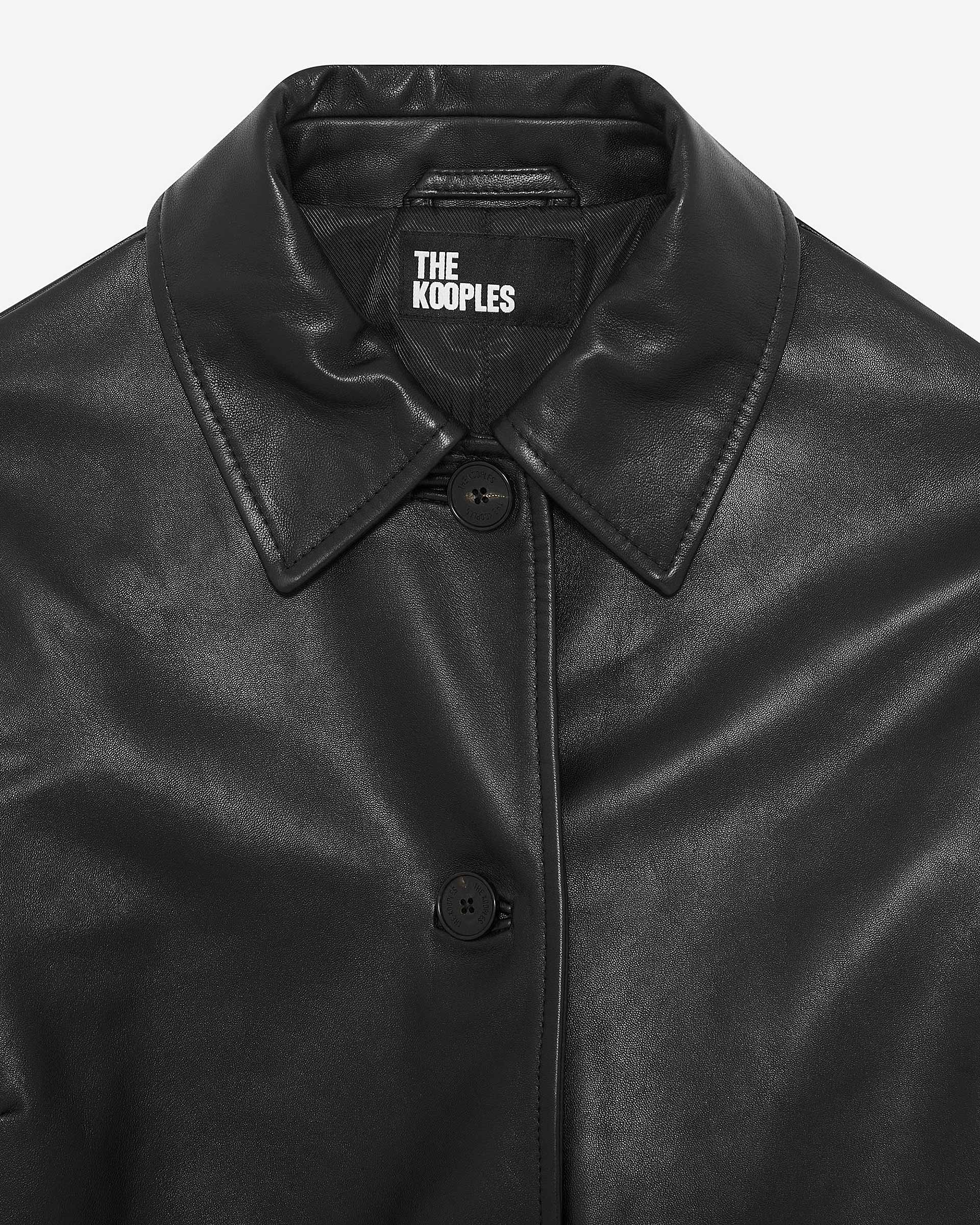 Long black leather coat