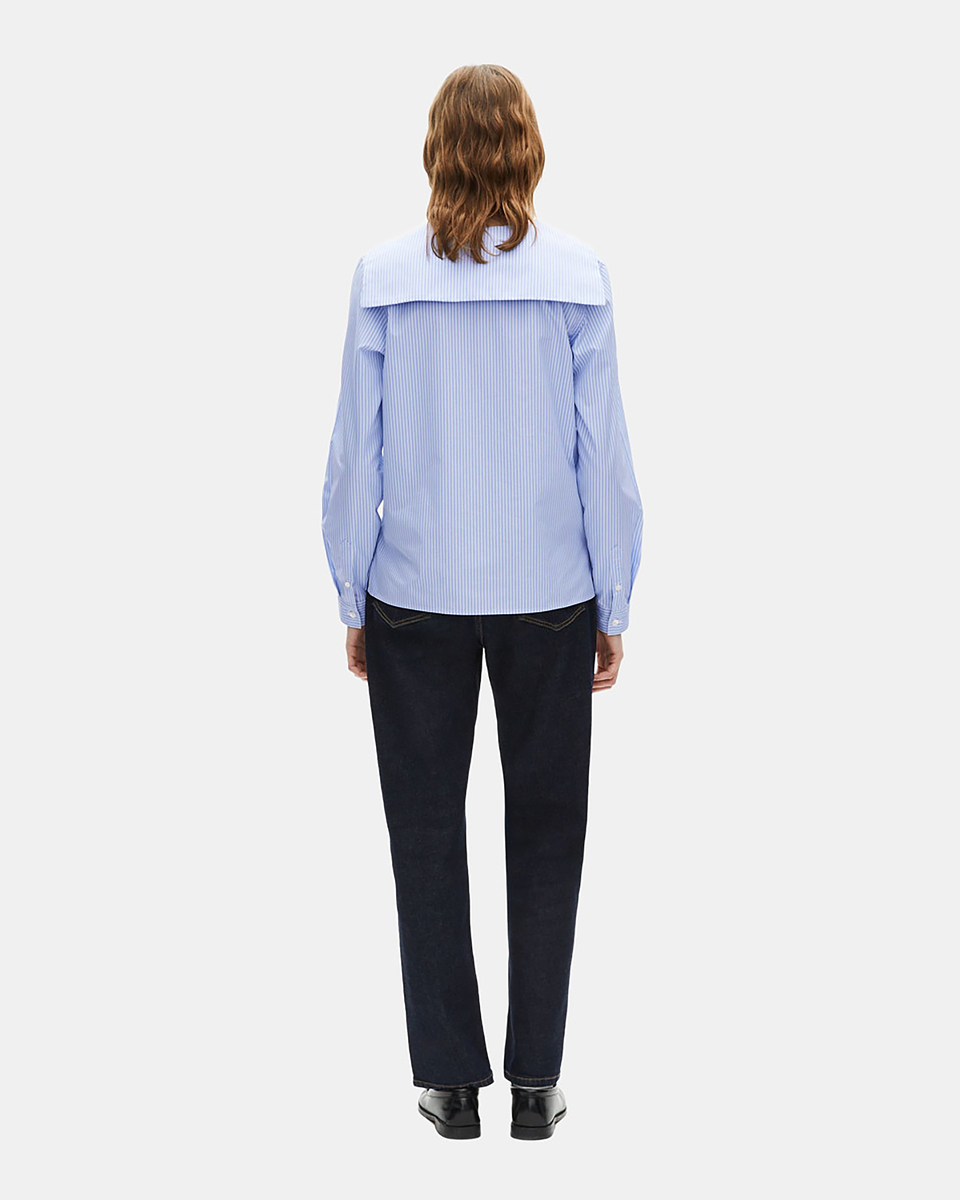 Blue poplin striped shirt