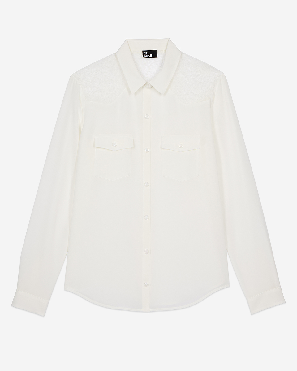Silk shirt with ecru lace