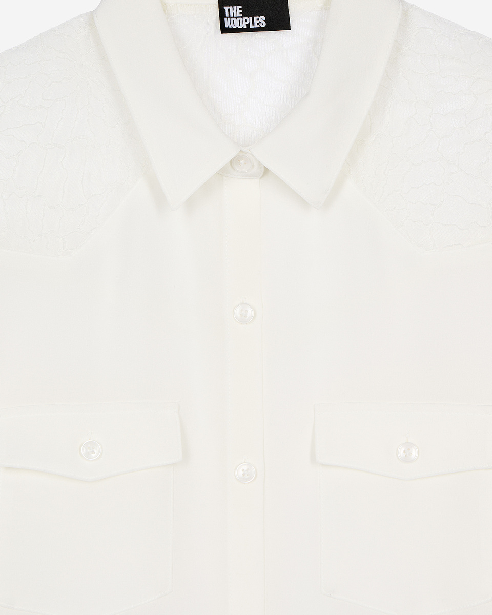 Silk shirt with ecru lace