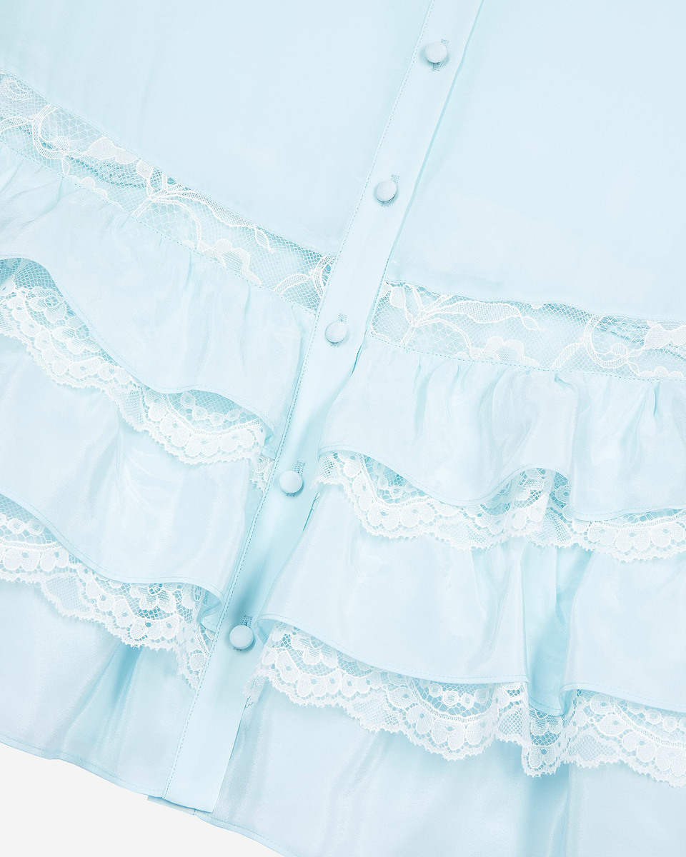 Light blue lace and ruffled shirt
