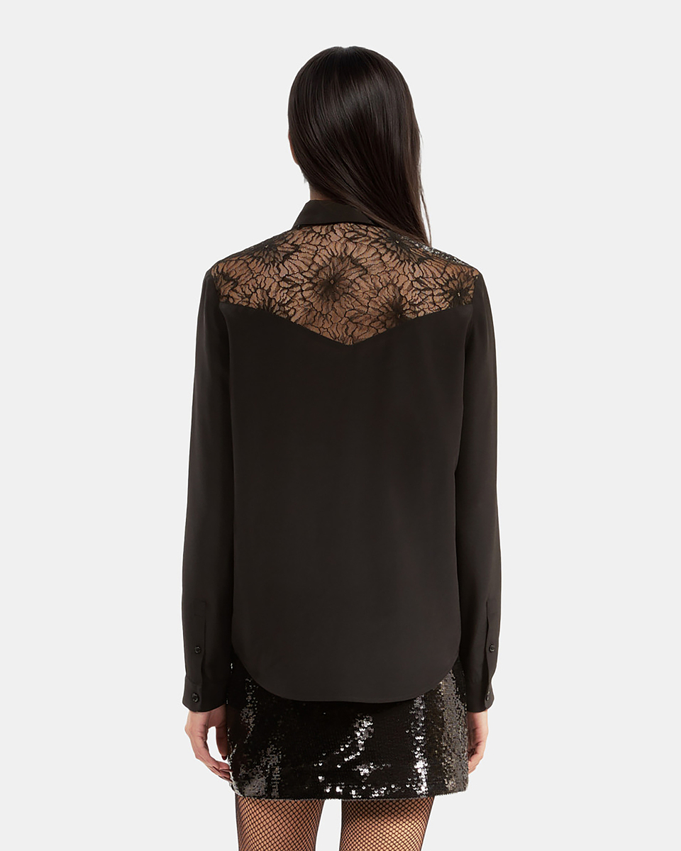 Silk shirt with black lace