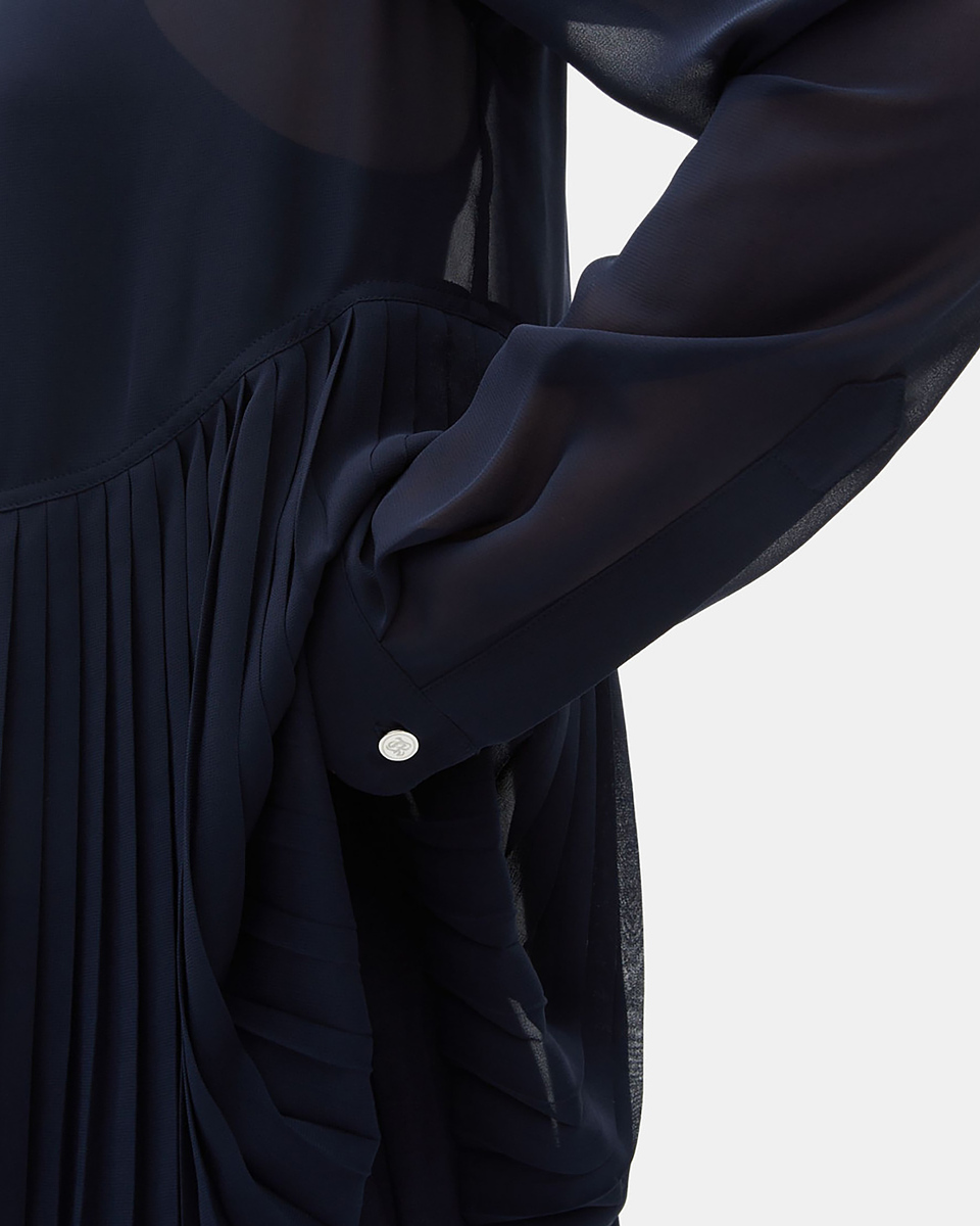 Navy pleated shirt