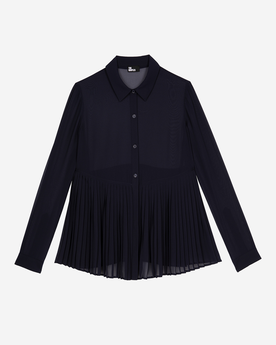Navy pleated shirt