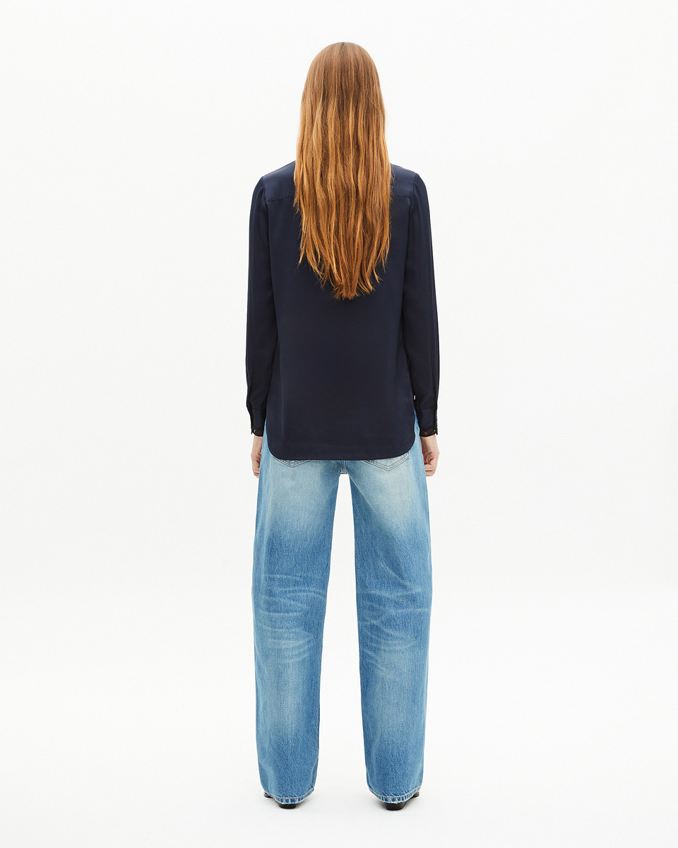 Navy silk shirt