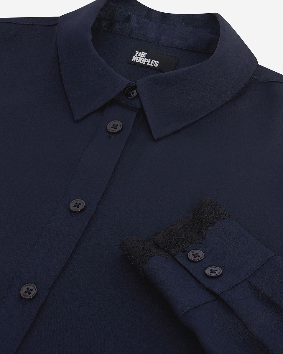 Navy silk shirt