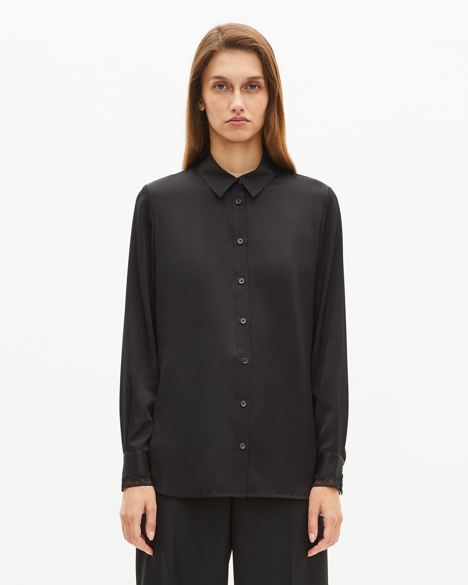 Black silk shirt