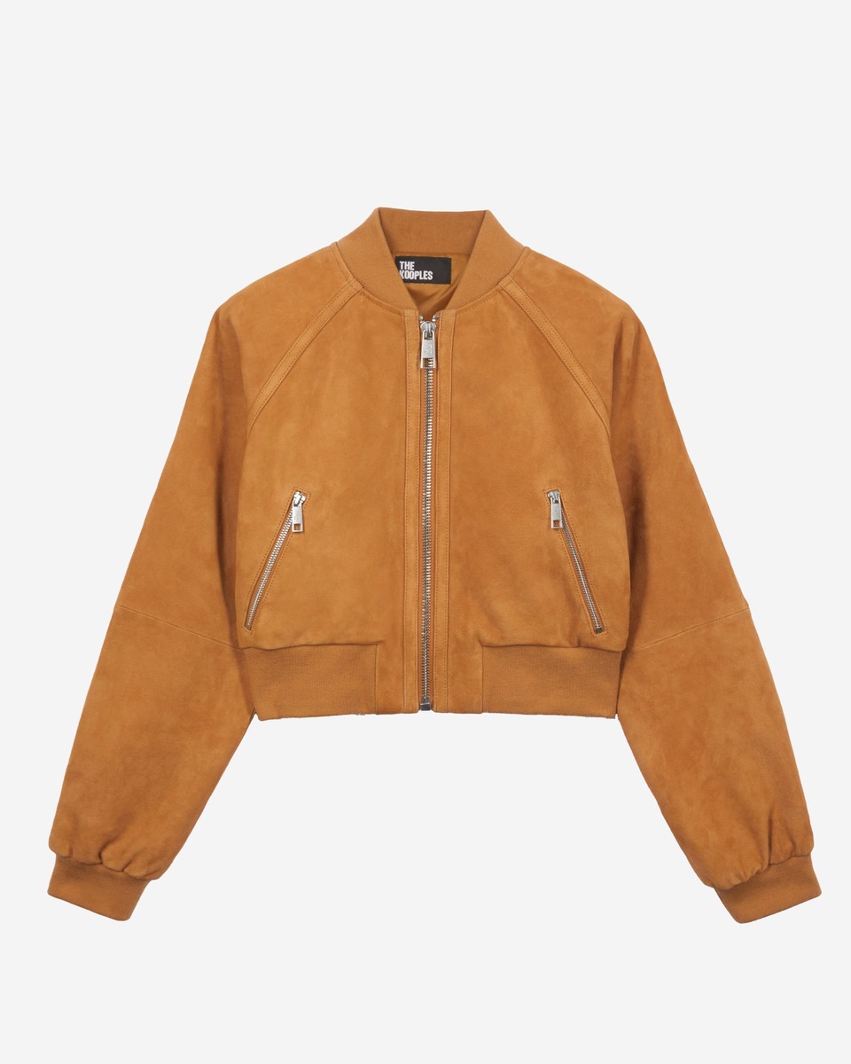 Camel suede leather jacket