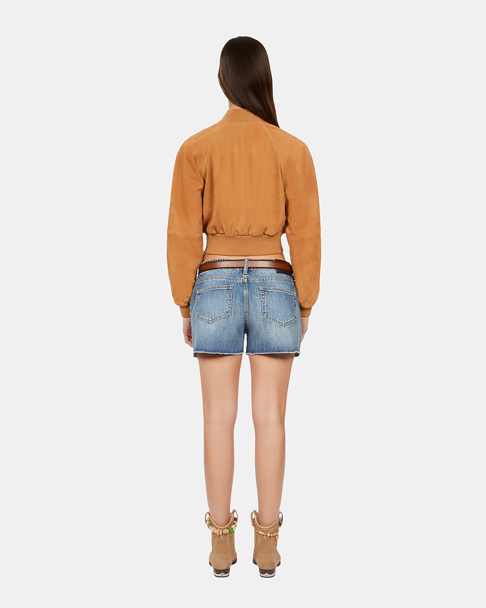 Camel suede leather jacket