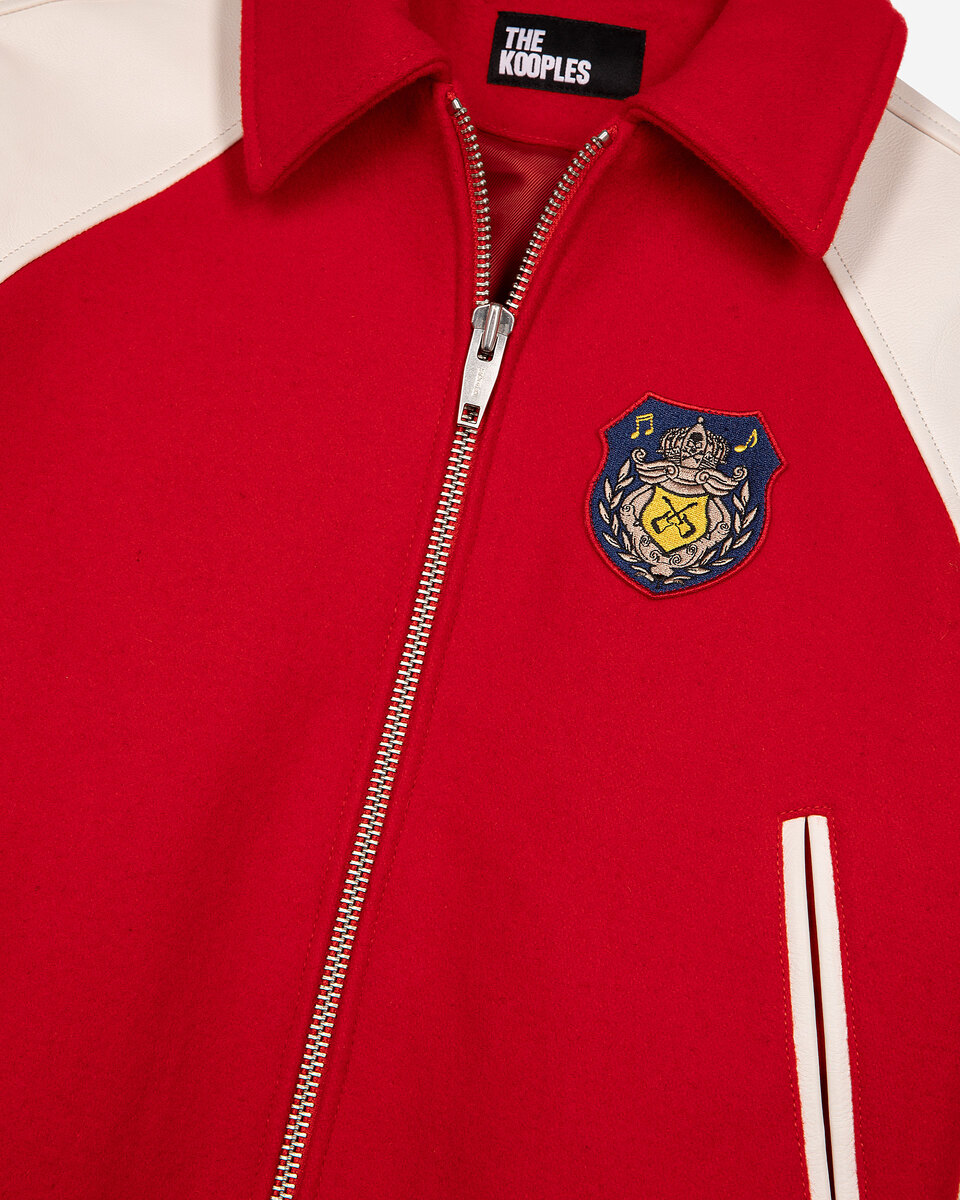 Red wool and leather jacket