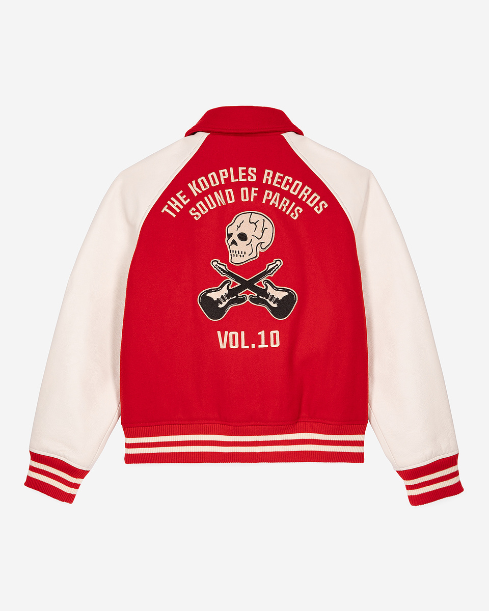 Red wool and leather jacket