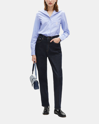 Blue poplin striped shirt