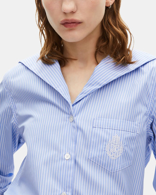 Blue poplin striped shirt