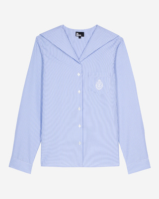 Blue poplin striped shirt