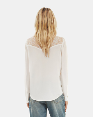 Silk shirt with ecru lace