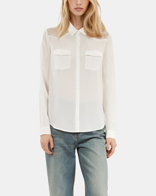 Silk shirt with ecru lace