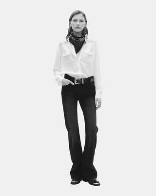 Silk shirt with ecru lace