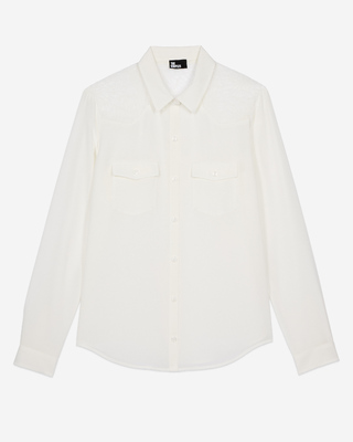 Silk shirt with ecru lace