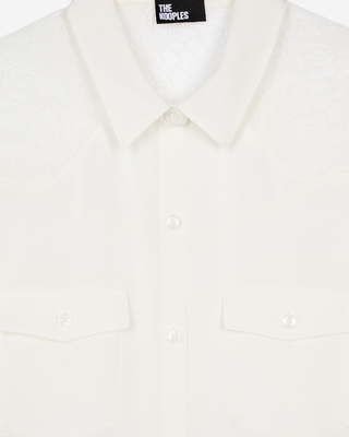 Silk shirt with ecru lace
