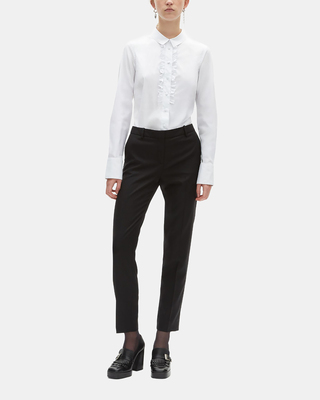 White poplin shirt with ruffles