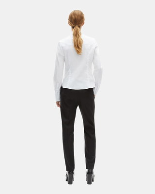 White poplin shirt with ruffles