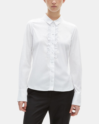 White poplin shirt with ruffles