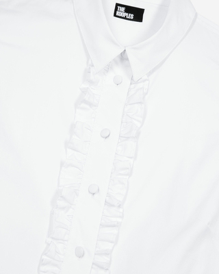 White poplin shirt with ruffles