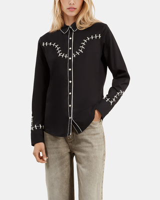 Western style shirt with black embroidery