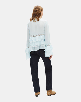 Light blue lace and ruffled shirt