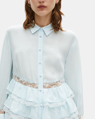 Light blue lace and ruffled shirt