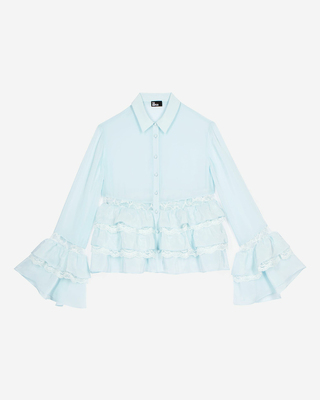 Light blue lace and ruffled shirt
