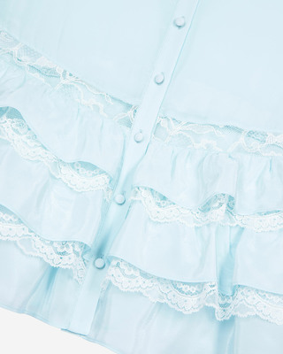 Light blue lace and ruffled shirt