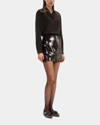Silk shirt with black lace