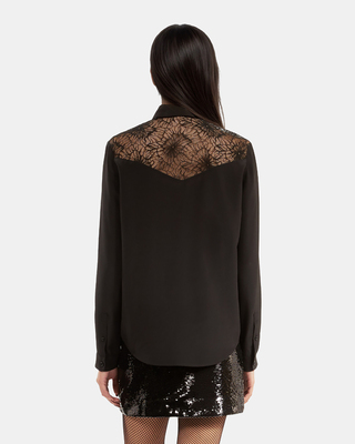 Silk shirt with black lace