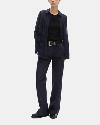 Navy pleated shirt